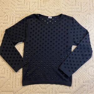 FCT Basics Black Laser Cut‎ Distressed Circle Long Sleeve Top 1X 2X Large XL